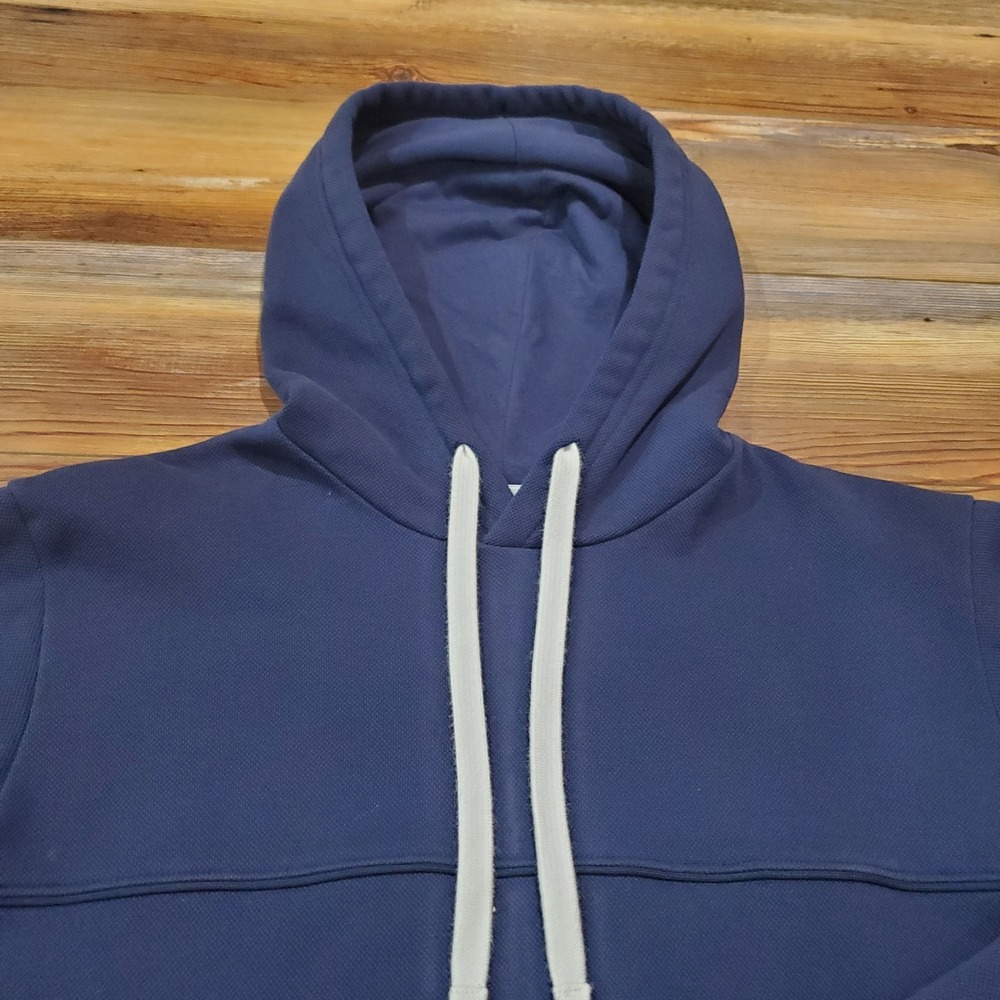 Under Armour Mens Size M Rival Terry Waffle Knit Thermal Hoodie Navy Blue Loose - Picture 3 of 11